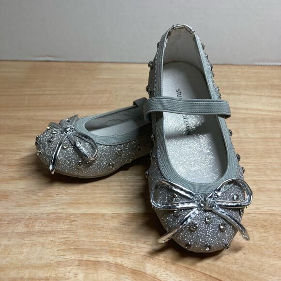 Stuart Weitzman Fannie Sparkle Girls Silver Shoes Size 5. Pre-Owned - Picture 7 of 8